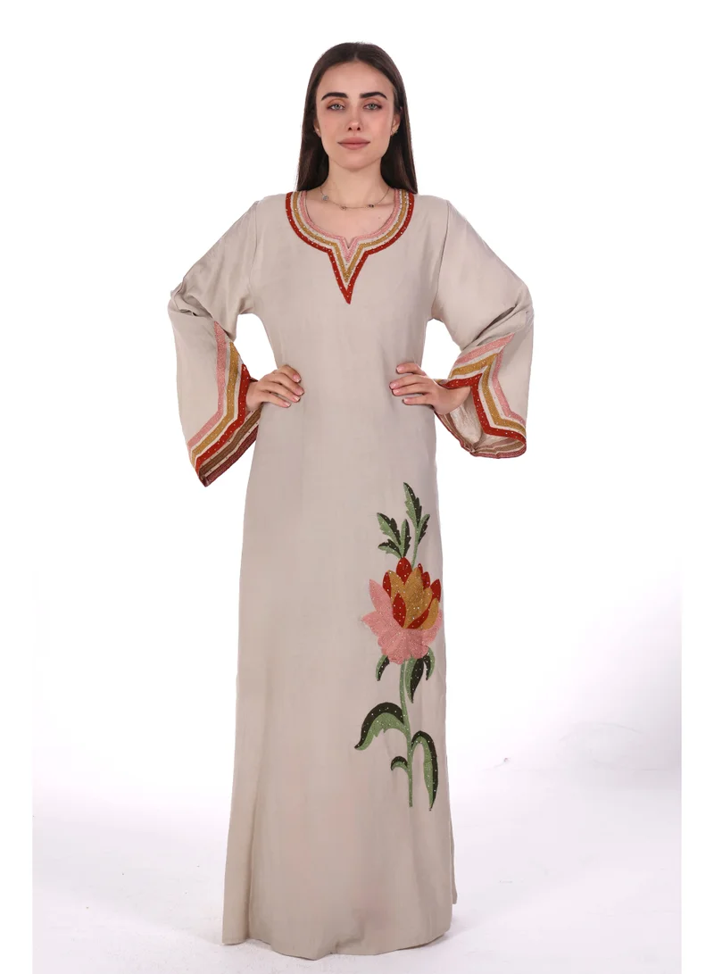 AL BENT AL SHARQIEH beige women jalabiya , arabian traditional dress for Women | Best Price UAE